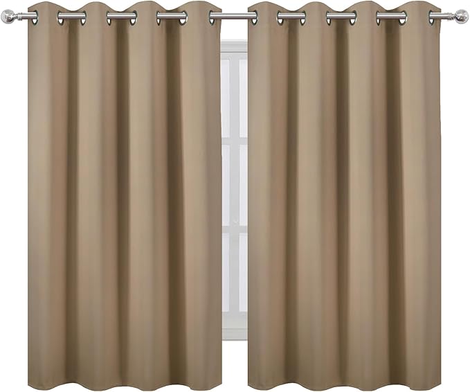 LEMOMO Natural Thermal Blackout Curtains/52 x 54 Inch/Set of 2 Panels Room Darkening Curtains for Bedroom
