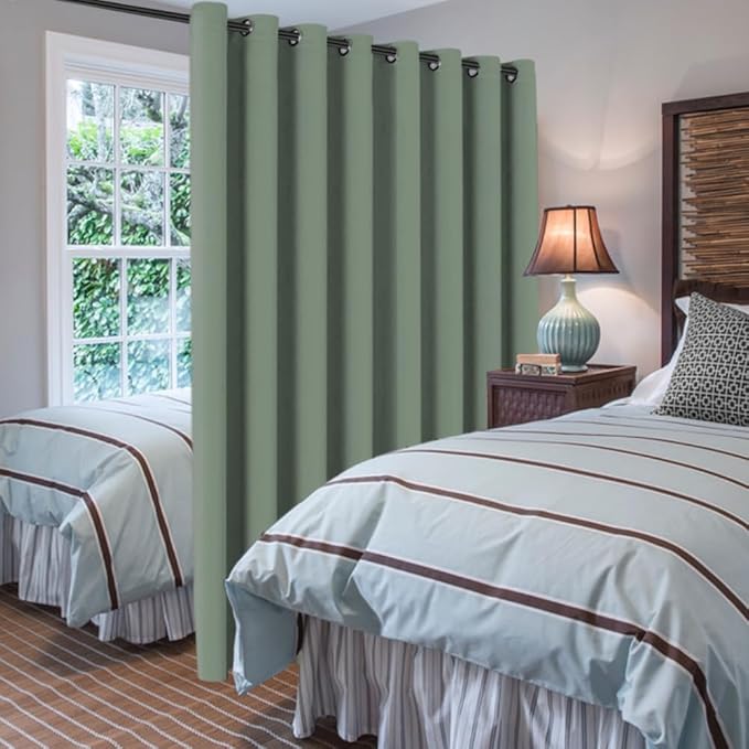 H.VERSAILTEX Blackout Patio Curtains 100 x 84 Inches for Sliding Door Extral Wide Blackout Curtain Panels Thermal Insulated Room Divider - Grommet Top, 7' Tall by 8.5' Wide - Green Bay