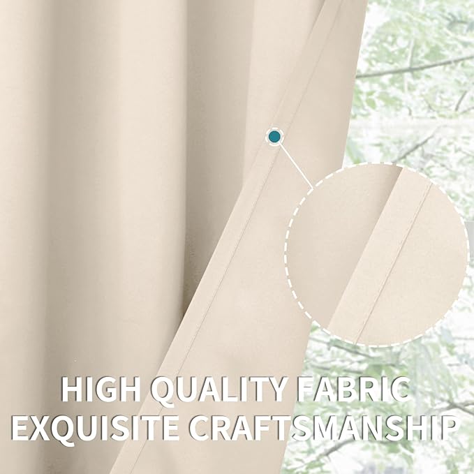 BGment Blackout Curtains - Grommet Thermal Insulated Room Darkening Bedroom and Living Room Curtains, Set of 2 Panels (42 x 84 Inch, Champagne)