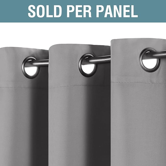 H.VERSAILTEX Blackout Curtain for Living Room Thermal Insulated Window Treatment Curtain Extra Long 108 inch Length Energy Saving Solid Grommet Top Blackout Drape, One Panel, Dove Gray, 52"W x 108"L