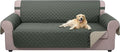 U-NICE HOME 4 Seater Sofa Cover 91 Inch Large Couch Covers for 4 Cushion Couch with Elastic Straps Water Resistant Furniture Protector Cover for Pets Cat (Sofa XX-Large, Grey/Beige)