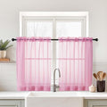 Light Pink Sheer Curtains Tier 30 Inches Length 2 Panels, Light Filtering Lightweight Soft Window Treatments Drapes, Cute Elegant Cafe Curtains for Nursery, Dual Rod Pocket, 2x42Wx30L Inches