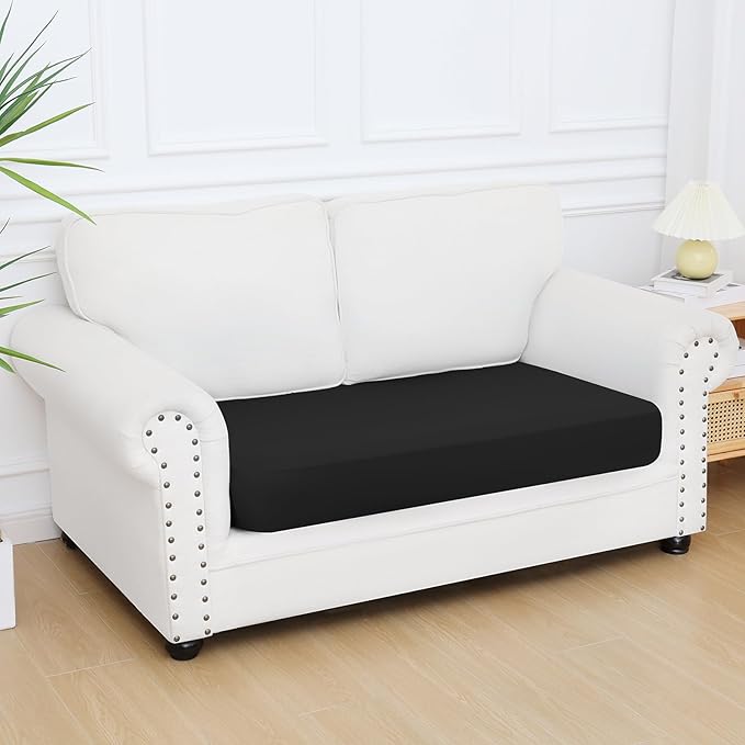 Smiry Printed Couch Cushion Covers, Stretch Soft Couch Covers for Sofa, Washable Non-Slip Sofa Slipcover Furniture Protector for Indoor and Outdoor (Medium, Black)