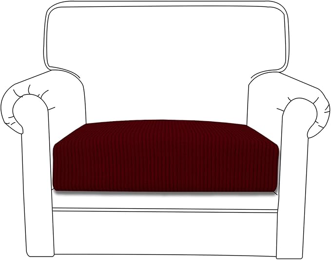 Easy-Going Stretch Cushion Cover Sofa Cushion Furniture Protector Sofa Seat Sofa slipcover Sofa Cover Soft Flexibility with Elastic Bottom (Chair Cushion,Wine)