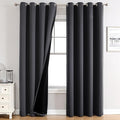 ChrisDowa 100% Blackout Curtains for Bedroom with Black Liner, 2 Thick Layers Total Blackout Thermal Insulated Grommet Window Curtains 84 Inch Long 2 Panels Set (Dark Grey, 52 x 84 Inch)