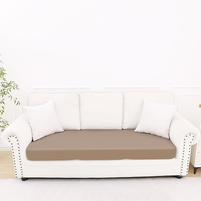 Smiry Printed Couch Cushion Covers, Stretch Soft Couch Covers for Sofa, Washable Non-Slip Sofa Slipcover Furniture Protector for Indoor and Outdoor (Large, Mocha)