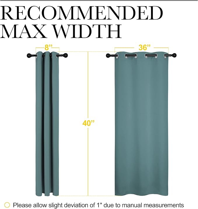 NICETOWN Modern Blackout Curtains Noise Reducing, Thermal Insulated and Privacy Room Darkening Drape Panels for Boy's Guest Room Door Small Short Window (Greyish Blue, 2 Panels, W42 x L40 -Inch)