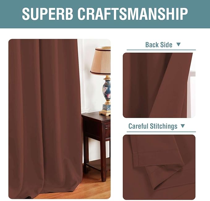 H.VERSAILTEX Blackout Curtain for Living Room Thermal Insulated Window Treatment Curtain Extra Long 63 inch Length Energy Saving Solid Grommet Top Blackout Drape, One Panel, Rust, 52" W x 63" L