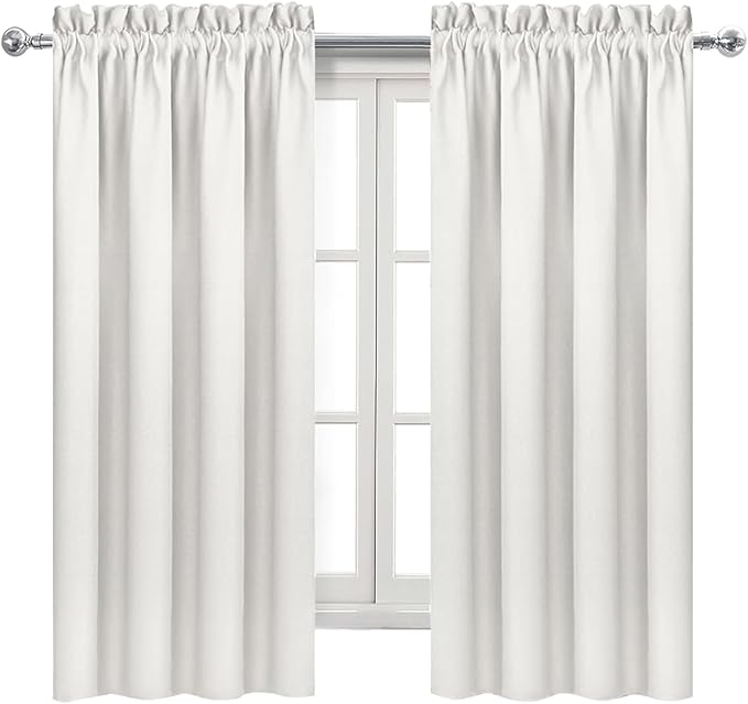 DWCN Blackout Curtains Thermal Insulated, Energy Saving & Noise Reducing Bedroom and Living Room Curtains, Ivory, W 38x L 72 Inch, Set of 2 Rod Pocket Curtain Panels