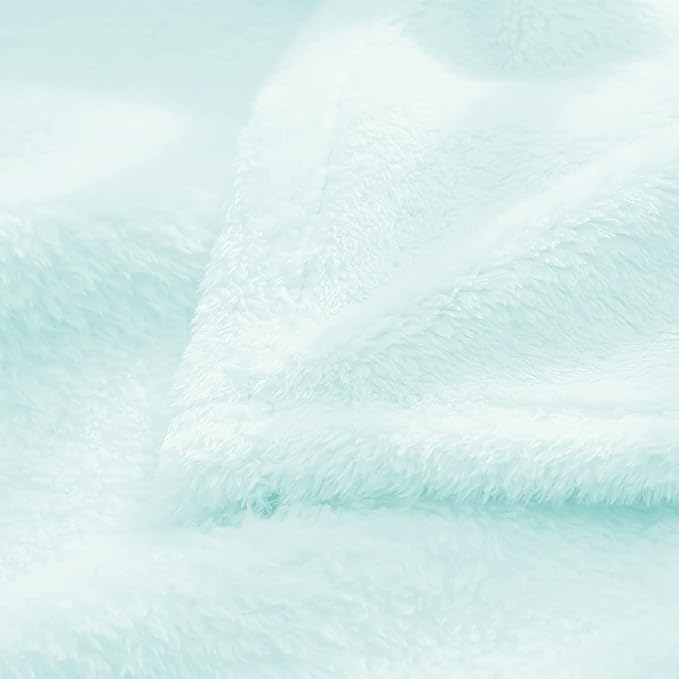 Exclusivo Mezcla Plush Fuzzy Fleece Throw Blanket, Super Soft, Fluffy and Warm Blankets for Couch, Bed, All Season (Mint Green, 40x50 inches)