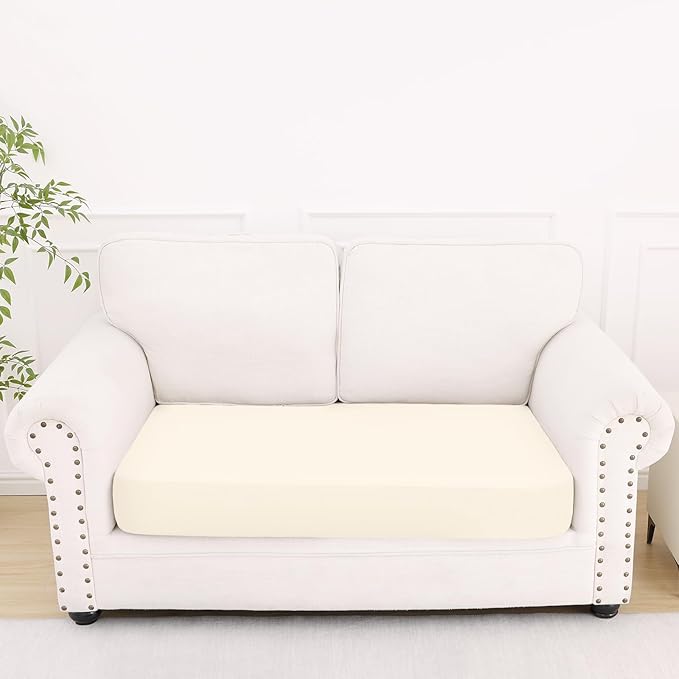 Smiry Printed Couch Cushion Covers, Stretch Soft Couch Covers for Sofa, Washable Non-Slip Sofa Slipcover Furniture Protector for Indoor and Outdoor (Medium, Cream)