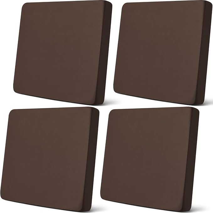 Newwiee Set of 4 Stretch Patio Cushion Covers Sofa Couch Seat Chair Slipcovers Cushion Cover Replacement Furniture Protector for Pets Washable(Dark Coffee,Seat Cover,Solid)
