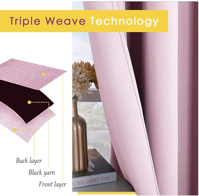 NICETOWN Room Darkening Draperies Curtains for Girls Room, Nursery Essential Thermal Insulated Grommet Top Blackout Panels (Lavender Pink, 1 Pair, 70 x 84 inches)
