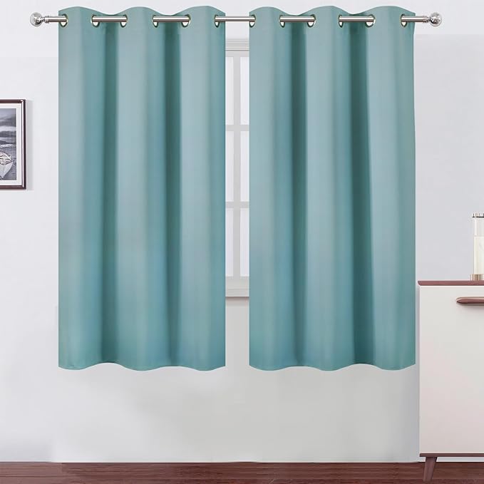 LEMOMO Stone Blue Thermal Blackout Curtains/38 x 63 Inch/Set of 2 Panels Room Darkening Curtains for Bedroom