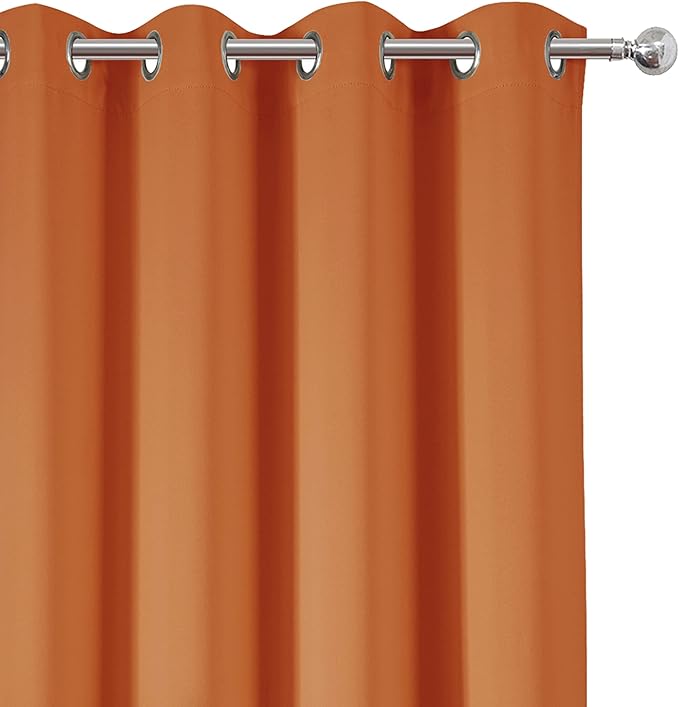 LEMOMO Orange Thermal Blackout Curtains/52 x 72 Inch/Set of 2 Panels Room Darkening Curtains for Bedroom