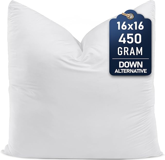 Utopia Bedding Throw Pillows (Set of 1, White) – 16 x 16 Inches Down Alternative Pillows for Bed, Sofa, and Couch - Fluffy Decorative Stuffer Pillow for Indoors & Outdoors