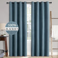 MIULEE 2 Panels Blackout Curtains Polyester Texture Opaque Curtains for Bedroom 100% Blackout Thermal Insulated Dusty Blue Curtains 90 Inches Long for Living Room