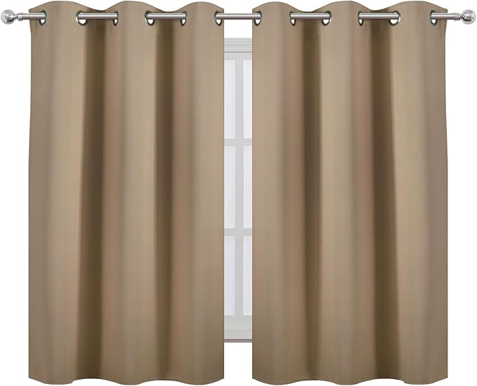 LEMOMO Natural Blackout Curtains 42 x 54 Inch Length Set of 2 Panels Grommet Bedroom Curtains for Living Room