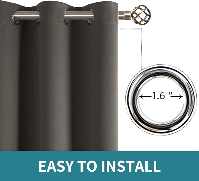 BGment Blackout Curtains for Bedroom - Grommet Thermal Insulated Room Darkening Curtains for Living Room, Set of 2 Panels, Each 55 x 69 Inch, Grey