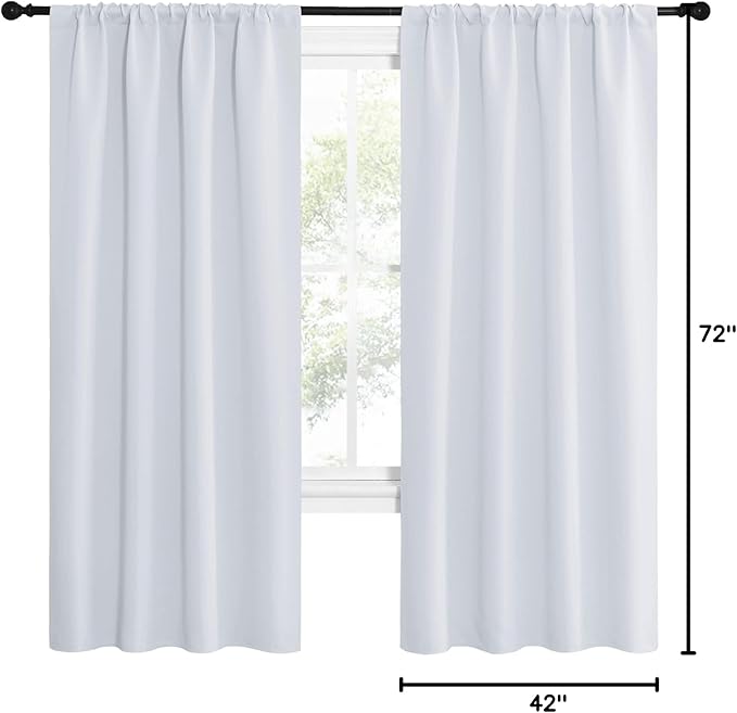 NICETOWN Kitchen Room Darkening Curtains - Window Treatment Thermal Insulated Rod Pocket Room Darkening Curtains/Drapes for Bedroom (2 Panels, 42 by 72, Greyish White)