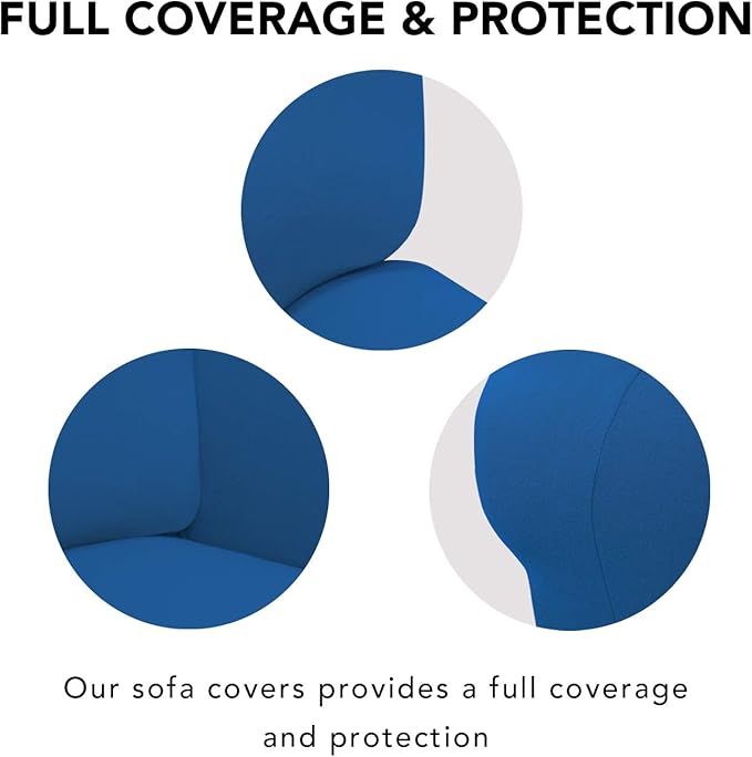 PureFit Super Stretch Chair Sofa Slipcover – Spandex Non Slip Soft Couch Sofa Cover, Washable Furniture Protector with Non Skid Foam and Elastic Bottom for Kids, Pets （Chair, Classic Blue）