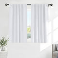 PONY DANCE White 50% Lighting Blocking Curtains for Kitchen, Short Non-See-Through Thermal Insulated Room Darkening Back Tab Small Drapes for Nursery Bedroom Window, W34 x L54, Pure White, 2 Panels