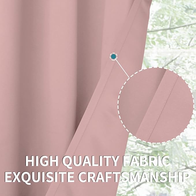 BGment Room Darkening Curtains 63 Inches Long - Grommet Thermal Insulated Drapes Window Treatment Curtains for Bedroom, 2 Panels, 70 x 63 Inch, Baby Pink