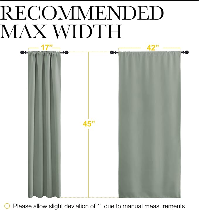 NICETOWN Window Curtains Blackout Drapes - Thermal Insulated Solid Rod Pocket Blackout Curtains/Draperies for Living Room (Sage Green, One Pair, 42 by 45-Inch)