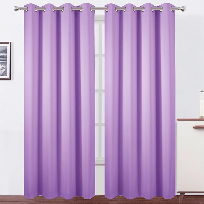 LEMOMO Blackout Curtains 52 x 120 Inch Long Lavender Curtains Set of 2 Panels Room Darkening Curtains for Bedroom and Living Room