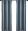 Yakamok 72 Inch Length Blackout Curtains for Bedroom, Room Darkening Thermal Insulated Solid Grommet Panels for Living Room(42Wx72L, Stone Blue, 2 Panels)