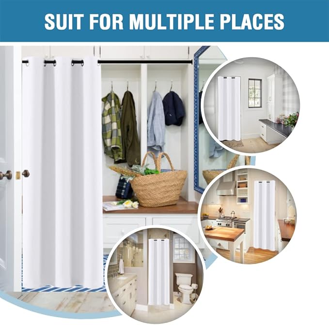 H.VERSAILTEX Doorway Curtain Blackout Closet Door Curtain Room Divider Window Treatment Curtain for Bedroom Thermal Insulated Privacy Drape Soundproof Grommet, 42 x 80 inches, 1 Panel, White