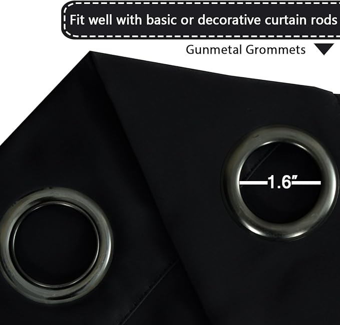 H.VERSAILTEX Blackout Patio Curtains 100 x 108 Inches for Sliding Door Extral Wide Blackout Curtain Panels Thermal Insulated Room Divider - Grommet Top, 9' Tall by 8.5' Wide - Jet Black