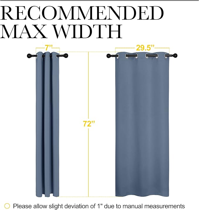 NICETOWN Blackout Curtains for Bedroom, Home Decoration Thermal Insulated Noise Reducing Curtains & Drapes for Boys Room, Privacy Panels (Stone Blue, 34" Wide by 72" Long)