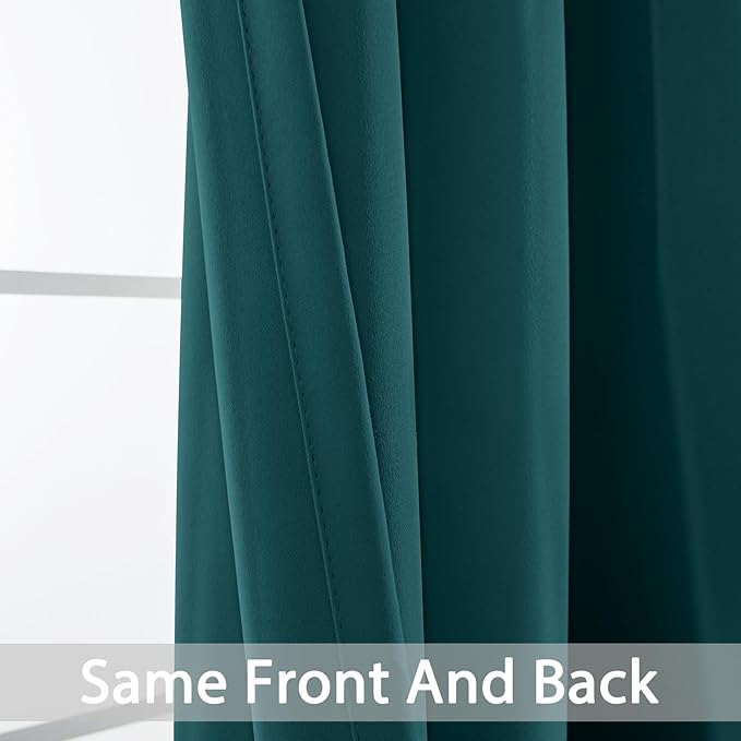 Yakamok Blackout Curtains for Bedroom 2 Panels Set 72 Inch Length Thermal Insulated Room Darkening Dark Black Out Drapery Grommet Window Treatments Drapes for Living Room,52x72, Dark Teal