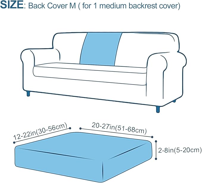 Smiry Printed Couch Cushion Covers, Stretch Soft Couch Covers for Sofa, Washable Non-Slip Sofa Slipcover Furniture Protector for Indoor and Outdoor (Backrest M, Orange)