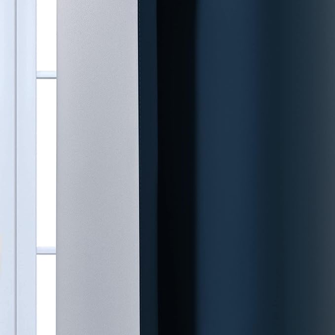 Yakamok Room Darkening Ombre Curtains 84 Inch Length, Navy Blue and Greyish White Thermal Insulated Gradient Color Curtains,Light Blocking Grommet Window Drapes for Bedroom,70 Inch Width,2 Panels