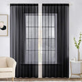 MIULEE 2 Panels Solid Color Sheer Window Curtains Elegant Halloween Window Voile Panels/Drapes/Treatment for Bedroom Living Room (54X108 Inches Black)