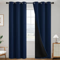 SimpleHome 100% Blackout Curtains for Bedroom,Thermal Insulated Navy Blue Grommet Window Drapes Room Darkening Curtains for Living Room with Black Back,38 x 84 Inch,2 Panels