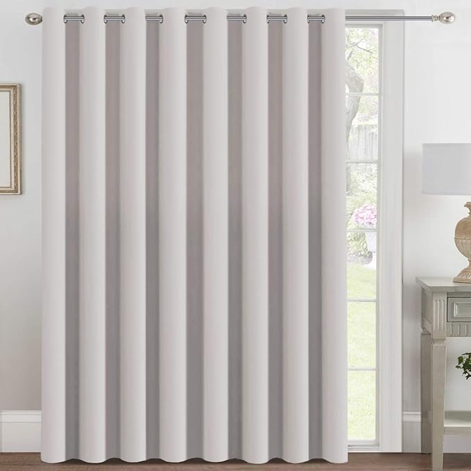 H.VERSAILTEX Blackout Patio Curtains 100 x 96 Inches for Sliding Door Extral Wide Blackout Curtain Panels Thermal Insulated Room Divider - Grommet Top, 8' Tall by 8.5' Wide - Stone