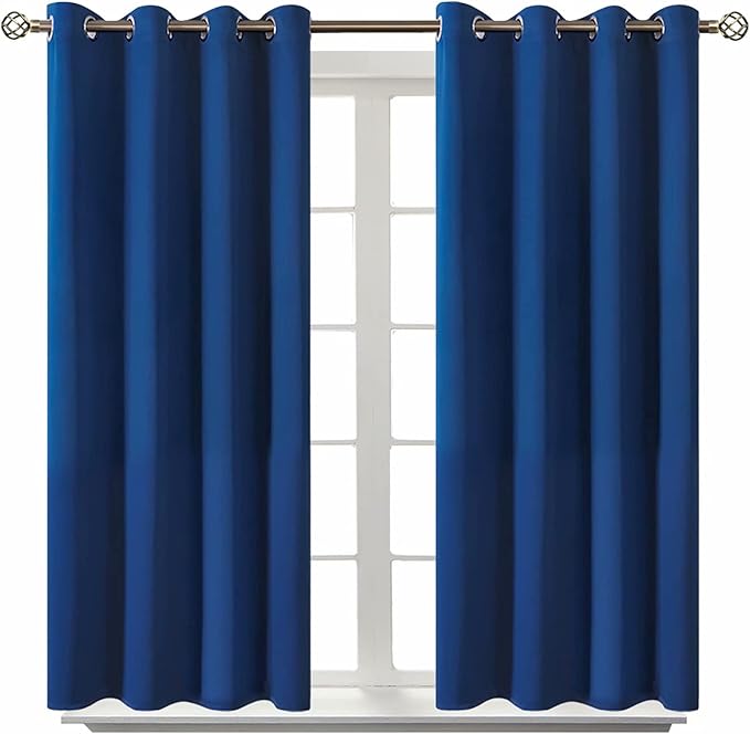 BGment Blackout Curtains for Bedroom - Grommet Thermal Insulated Room Darkening Curtains for Living Room, 52 x 54 Inch, 2 Panels, Royal Blue