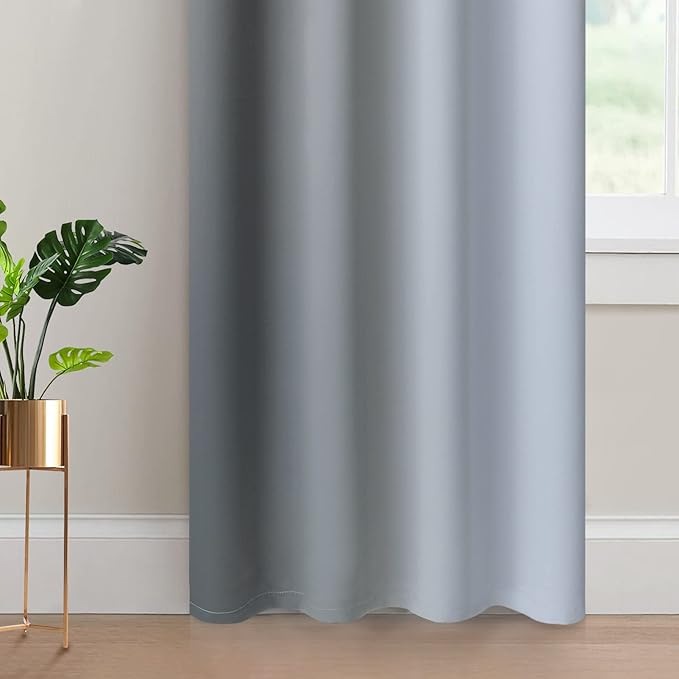 Yakamok 84 Inch Length Gray and Greyish White Gradient Color Ombre Curtains for Bedroom, Room Darkening Thermal Insulated Grommet Window Drapes for Living Room (2 Panels, 52x84 Inch)