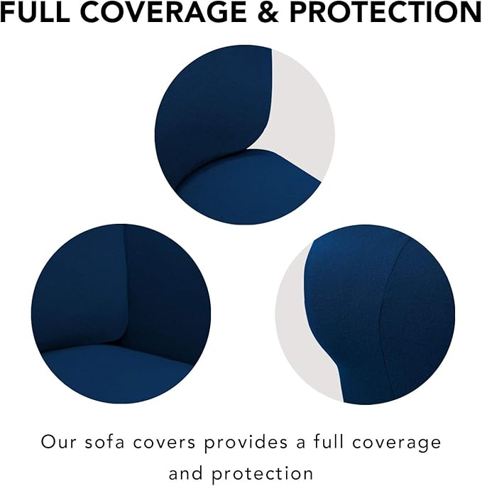 PureFit Super Stretch Sofa Slipcover – Spandex Non Slip Soft Couch Sofa Cover, Washable Furniture Protector with Non Skid Foam and Elastic Bottom for Kids, Pets （Oversized Sofa, Navy）