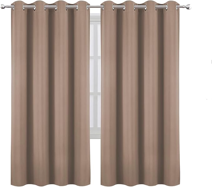 LEMOMO Blackout Curtains 66 x 72 Inch Long Cappuccino Curtains Set of 2 Panels Room Darkening Curtains for Bedroom and Living Room
