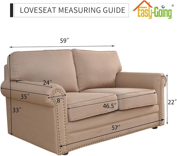 Easy-Going Reversible Loveseat Couch Cover for 2 Cushion Couch Sofa Cover for Dogs Water Resistant Furniture Protector with Foam Sticks Elastic Straps for Pet (Loveseat, Darkgray/Beige)