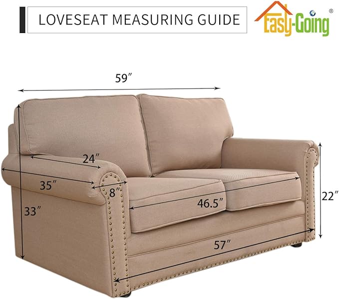Easy-Going Stretch Loveseat Slipcover 1-Piece Sofa Cover Furniture Protector Couch Soft with Elastic Bottom for Kids Polyester Spandex Jacquard Fabric Small Checks (Loveseat, Brown)