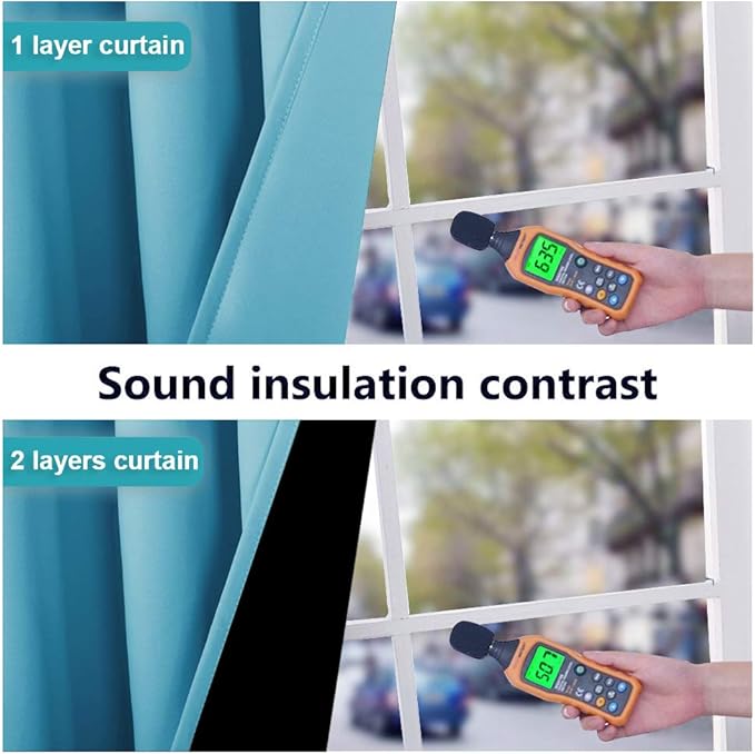 NICETOWN 100% Blackout Window Curtain Panels, Teal Blue, 2 Pieces, 42-inch Wide Per Panel, Full Light Blocking Drapes with Black Liner for Nursery, 72-inch Drop Thermal Insulated Draperies