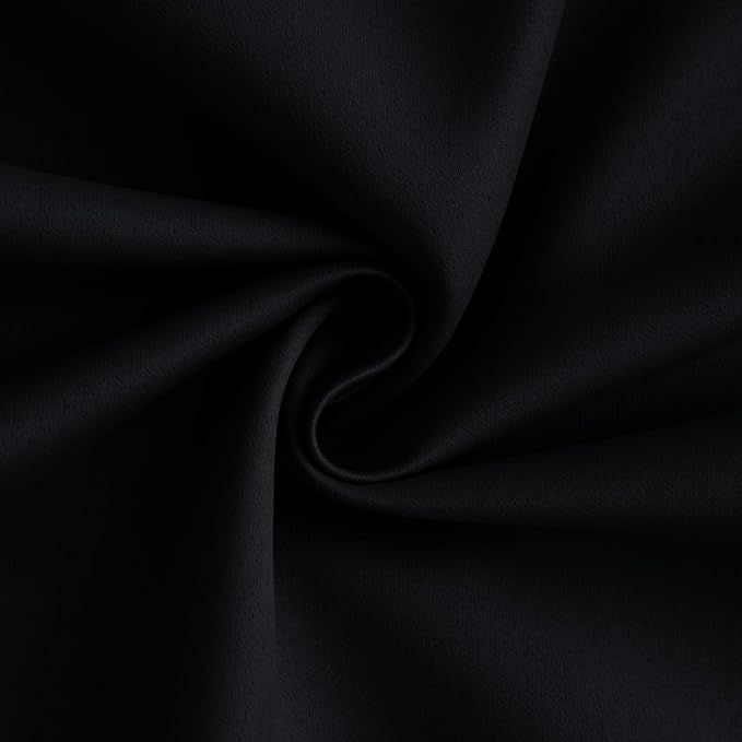 Yakamok 100% Blackout Curtain Panels 72 inches Cold and Light Blocking Drapes for Nursery, 2 Thick Layers Thermal Insulated Draperies (2 Pieces, 50 Wide Each Panel, Black Front with White Backing)