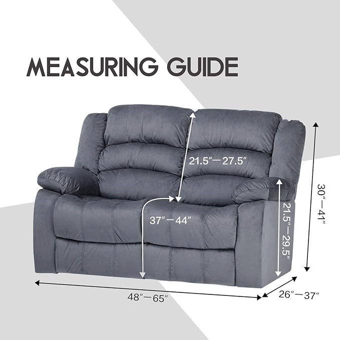 ULTICOR Reclining Love Seat Slipcover, 48" - 65" L, 6-Piece Velvet Stretch Loveseat Recliner Cover, 2 Seat Reclining Sofa Cover, Thick, Soft, Washable, Navy