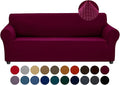 Joccun Christmas Stretch Couch Cover Slipcovers, 1-Piece Sofa Covers for 3 Cushion Couch Spandex Jacquard Washable Furniture Protector Cover for Living Room,Kids,Pets(Sofa,Burgundy)