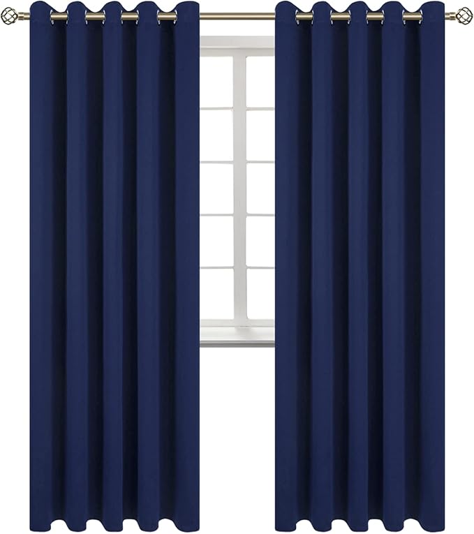 BGment Blackout Curtains for Bedroom - Grommet Thermal Insulated Room Darkening Curtains for Living Room, Set of 2 Panels (70 x 84 Inch, Navy Blue)